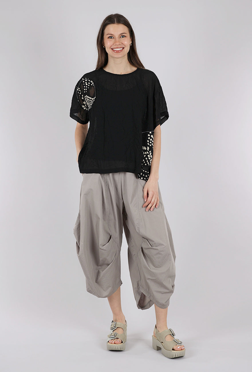 Alembika Galaxy Chiffon Float Top, Black/Taupe