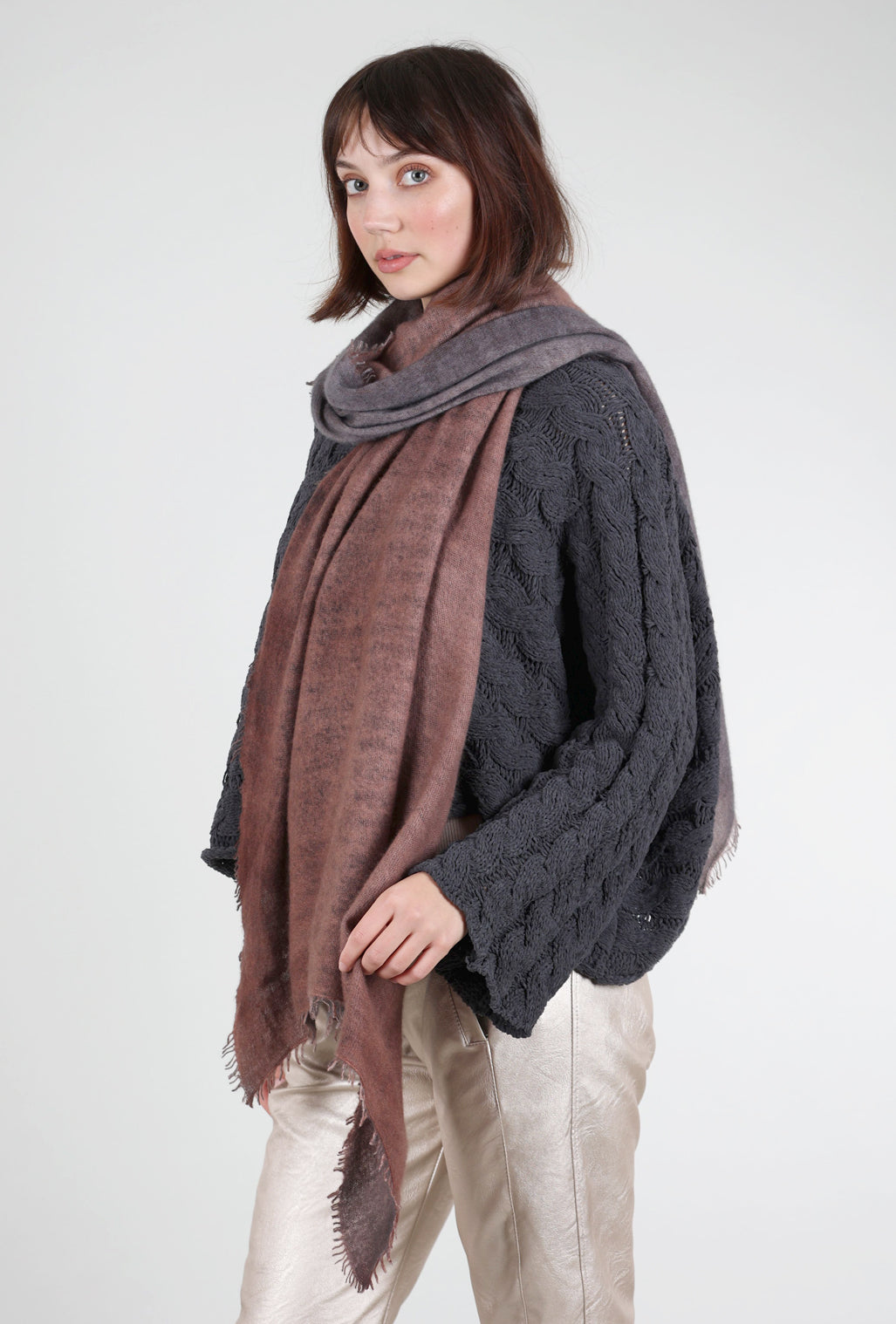 Alessandro Aste Spray Art Felted Cashmere Scarf, Rust Dust/Plum