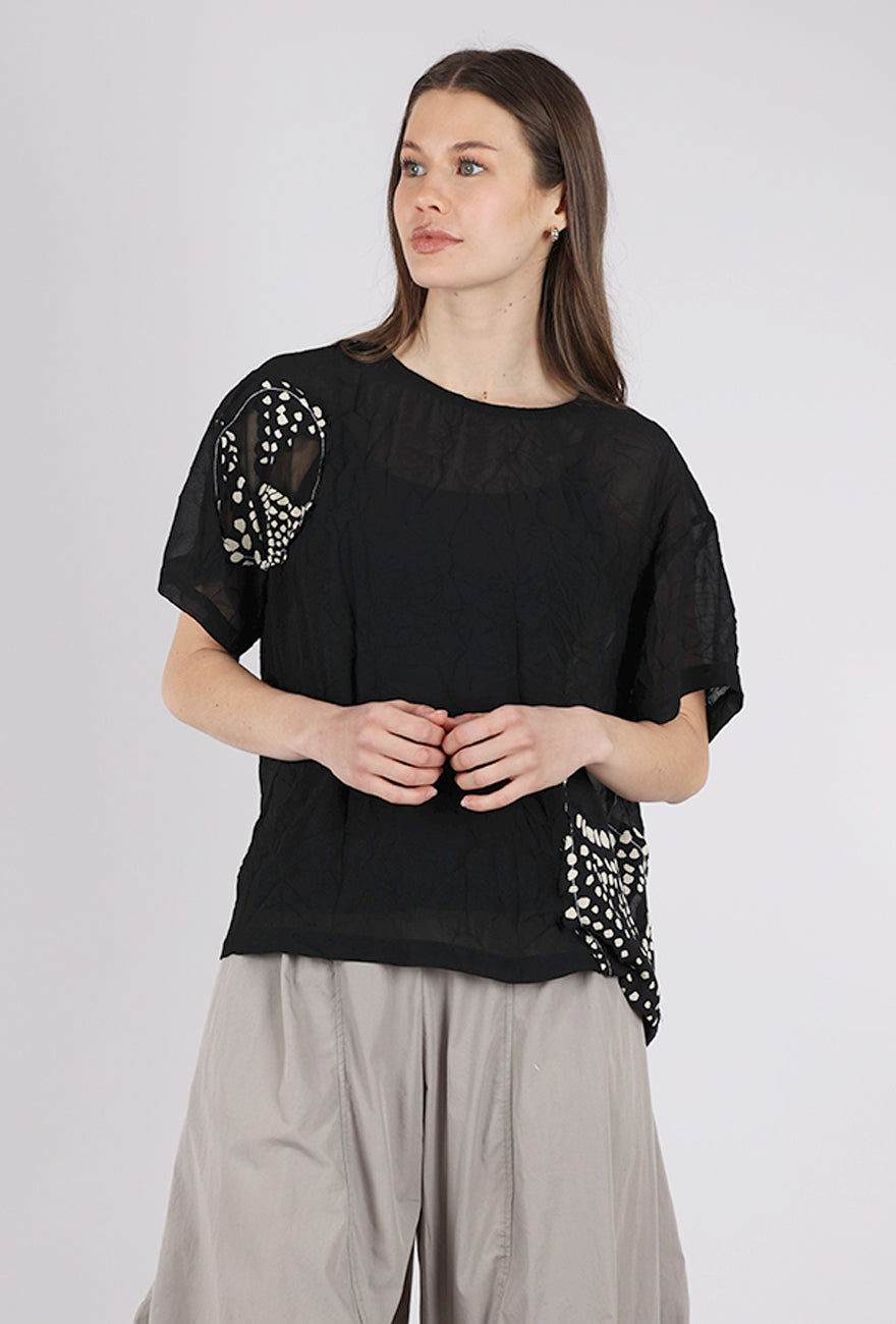 Alembika Galaxy Chiffon Float Top, Black/Taupe