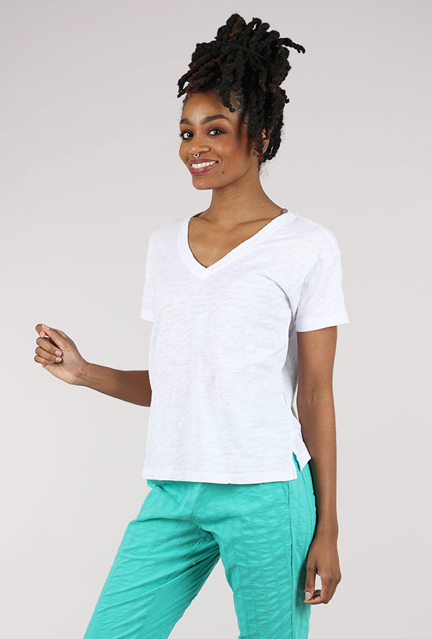 Mododoc S/S V-Neck Boxy Tee, White