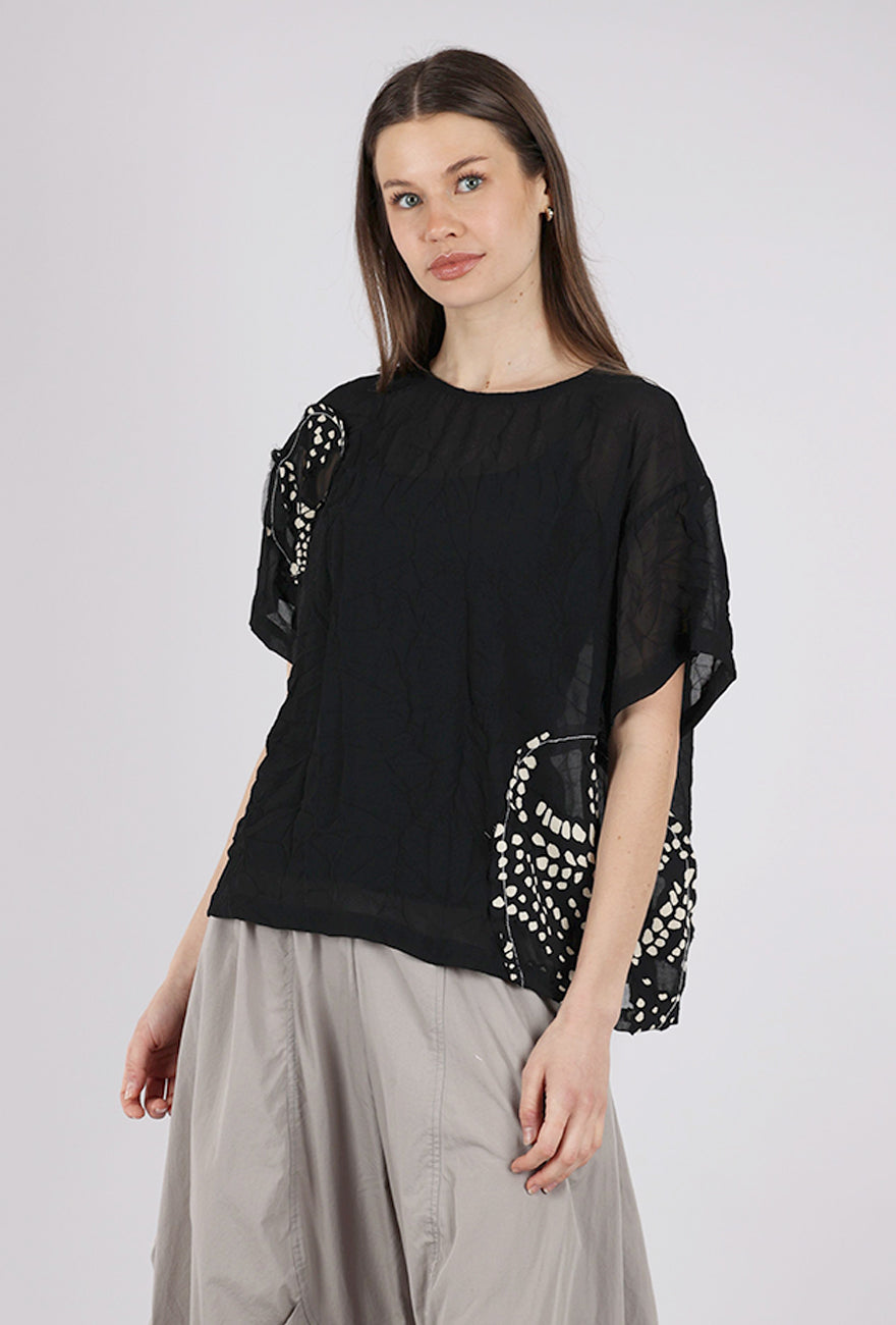 Alembika Galaxy Chiffon Float Top, Black/Taupe