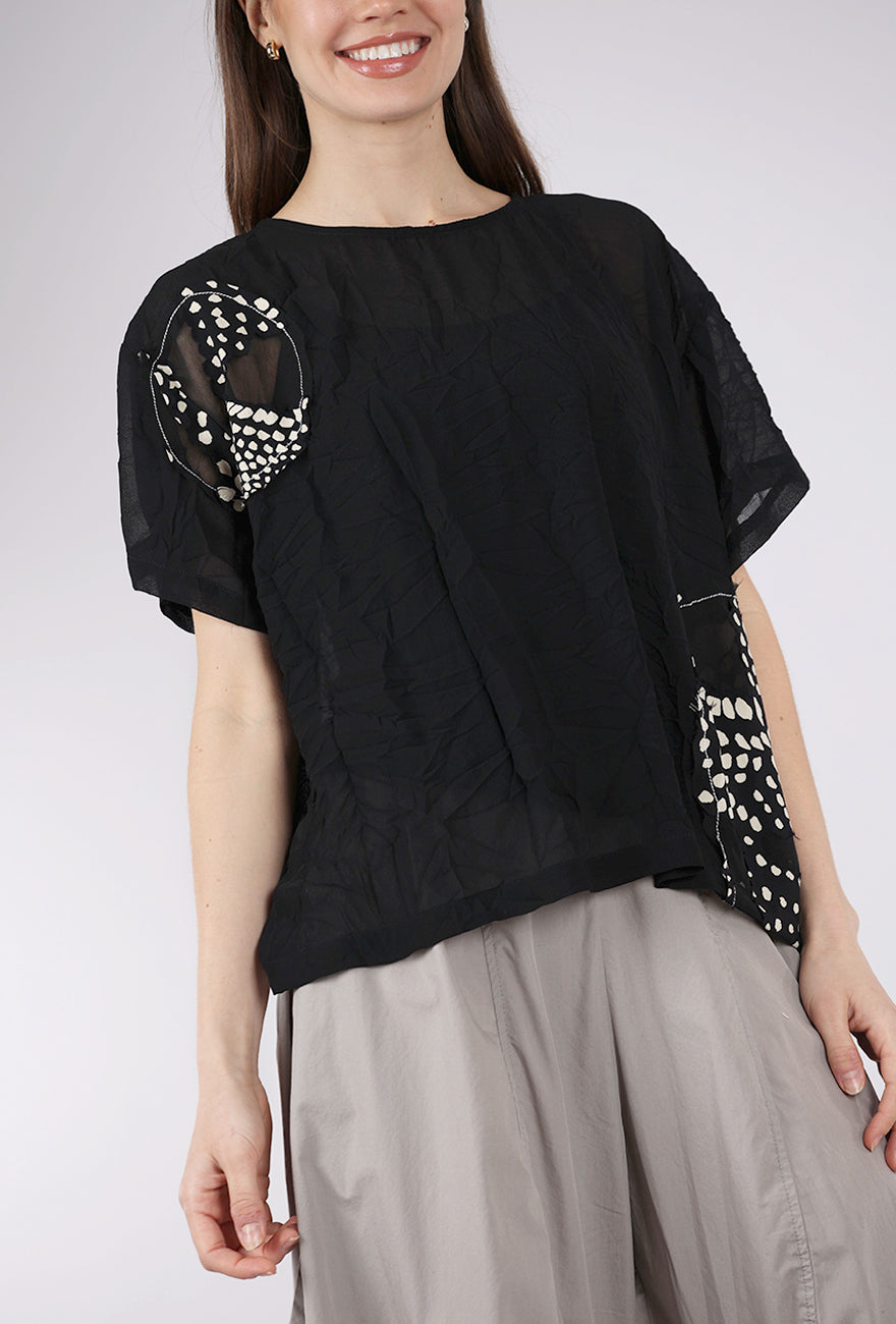Alembika Galaxy Chiffon Float Top, Black/Taupe
