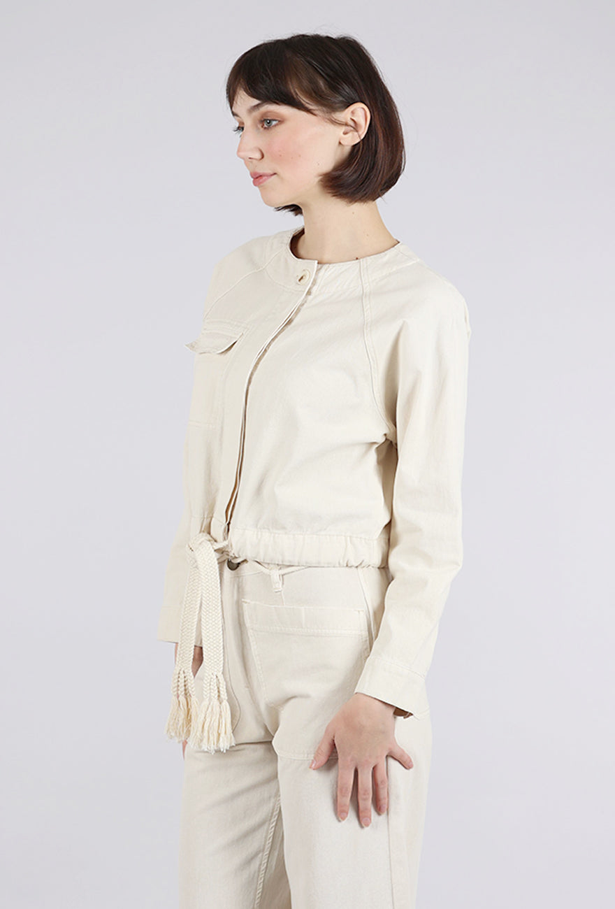 Lilla P Cotton Canvas Drawstring-Waist Jacket, Oyster