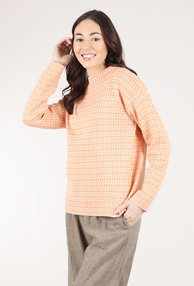Sunday Jacquard Mock Pullover, Apricot