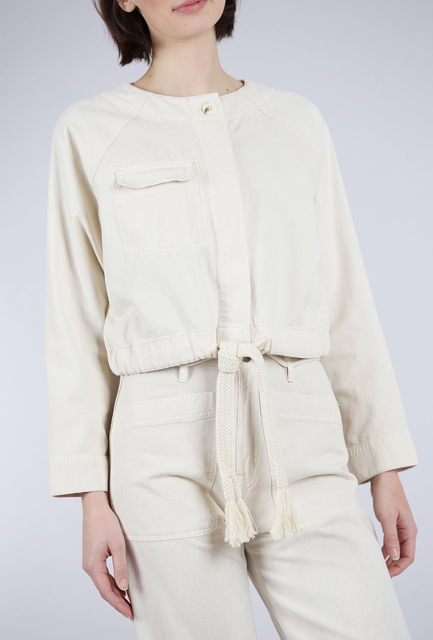 Lilla P Cotton Canvas Drawstring-Waist Jacket, Oyster
