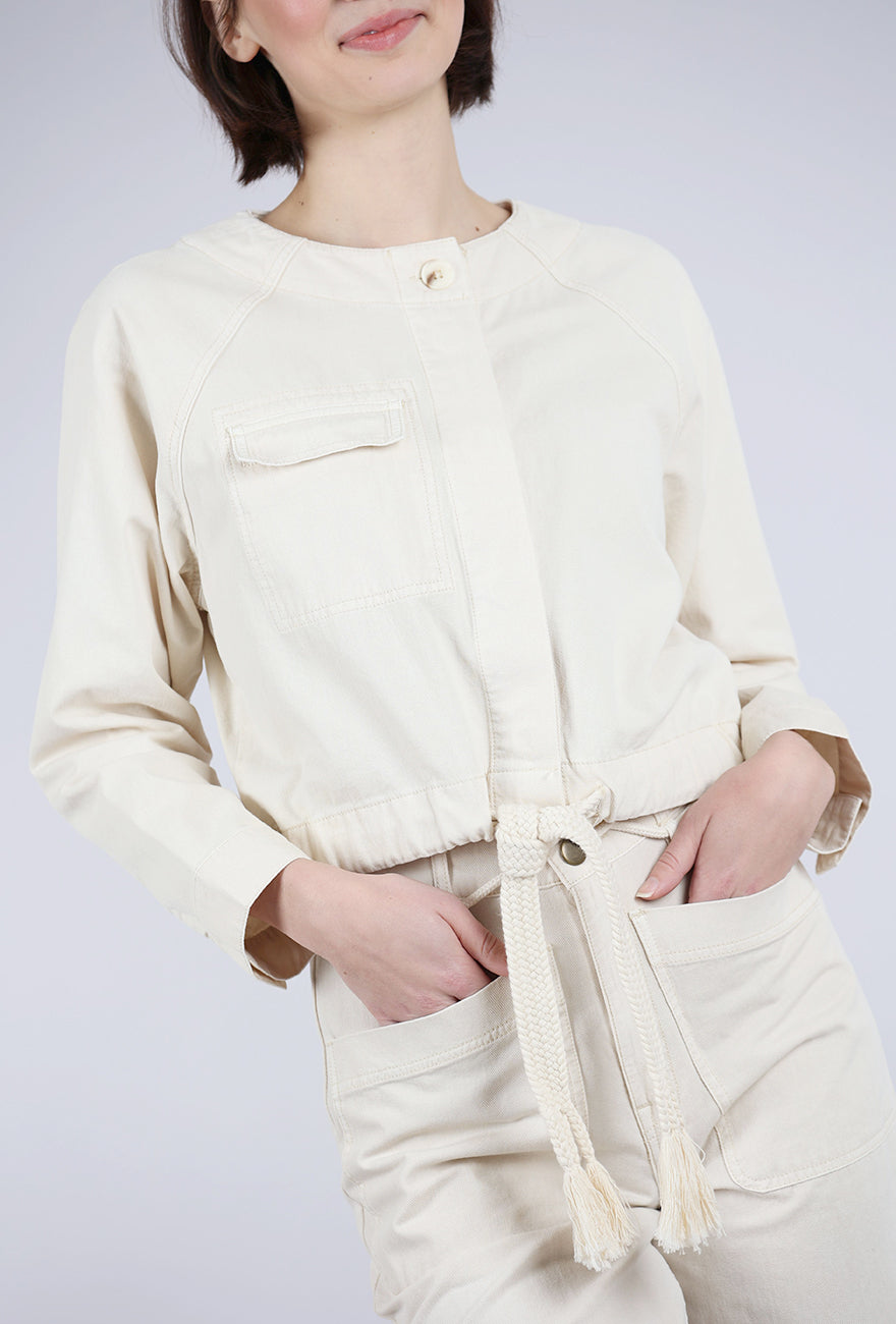 Lilla P Cotton Canvas Drawstring-Waist Jacket, Oyster
