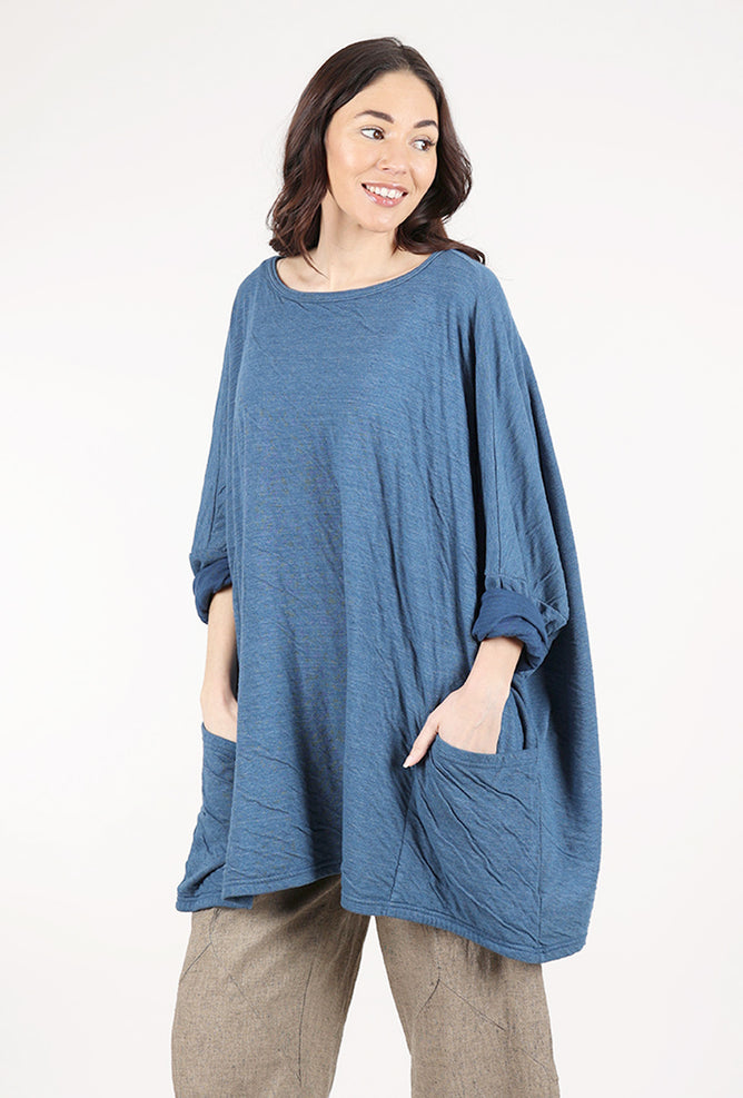 Cut Loose Double-Face Oversized Pullover, Naval
