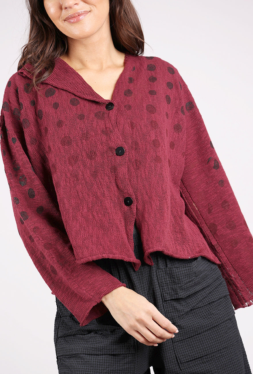 V Cardie, Burgundy/Ombre Dots