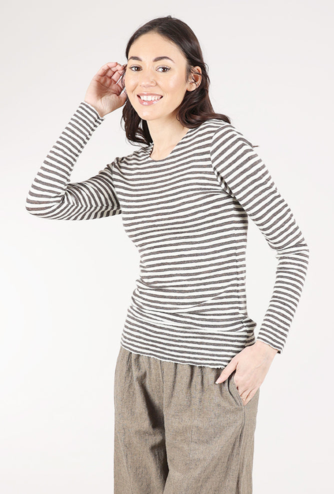 By Basics Merino First Layer Top, Earth Melange Stripe