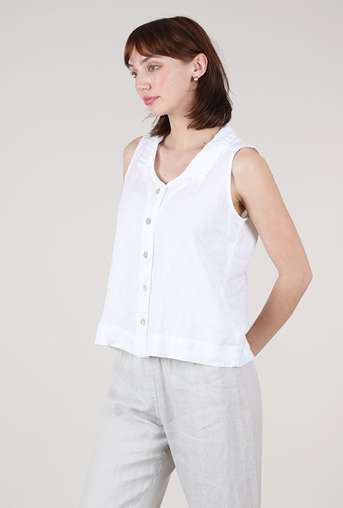 Cut Loose Linen S/L Shirt, White