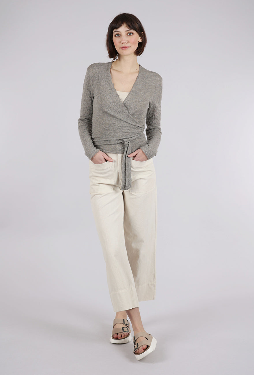 By Basics Merino Bubble Wool Wrap Top, Elephant Melange