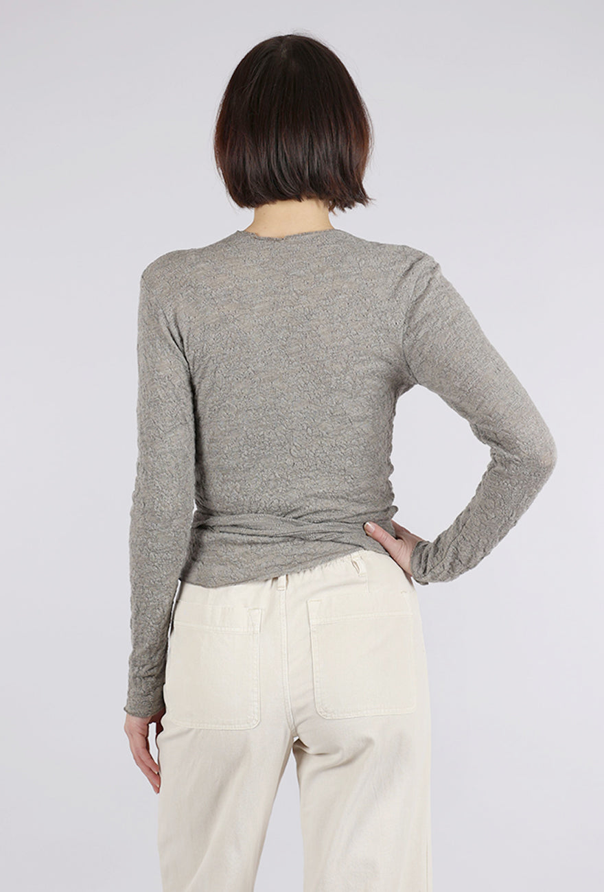 By Basics Merino Bubble Wool Wrap Top, Elephant Melange