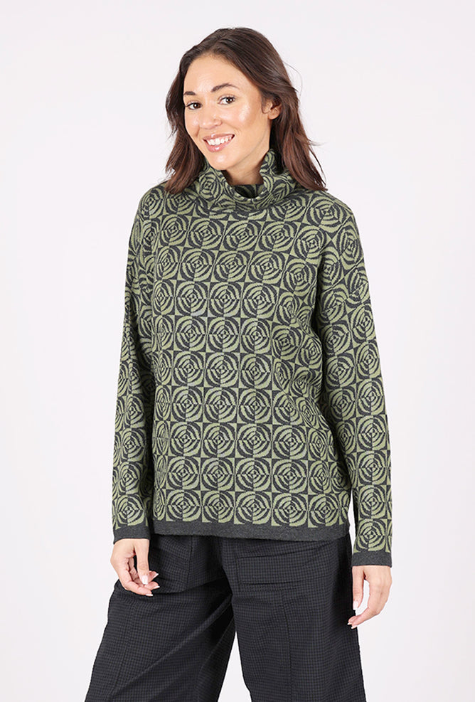 Sunday Woodcut Pullover, Lake Green