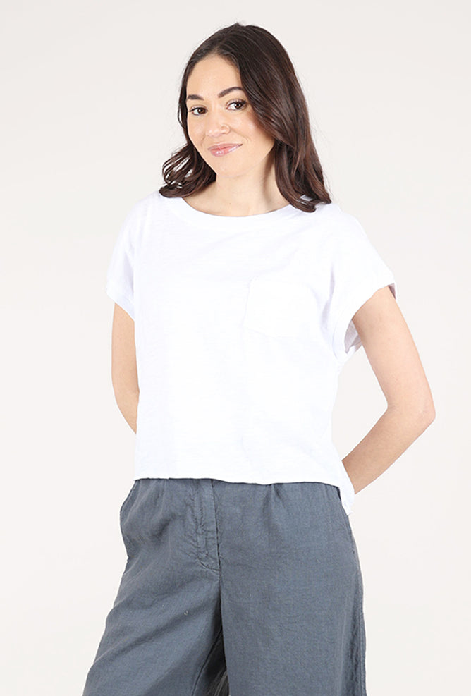 Mododoc Short Dolman Step-Hem Tee, White Halo