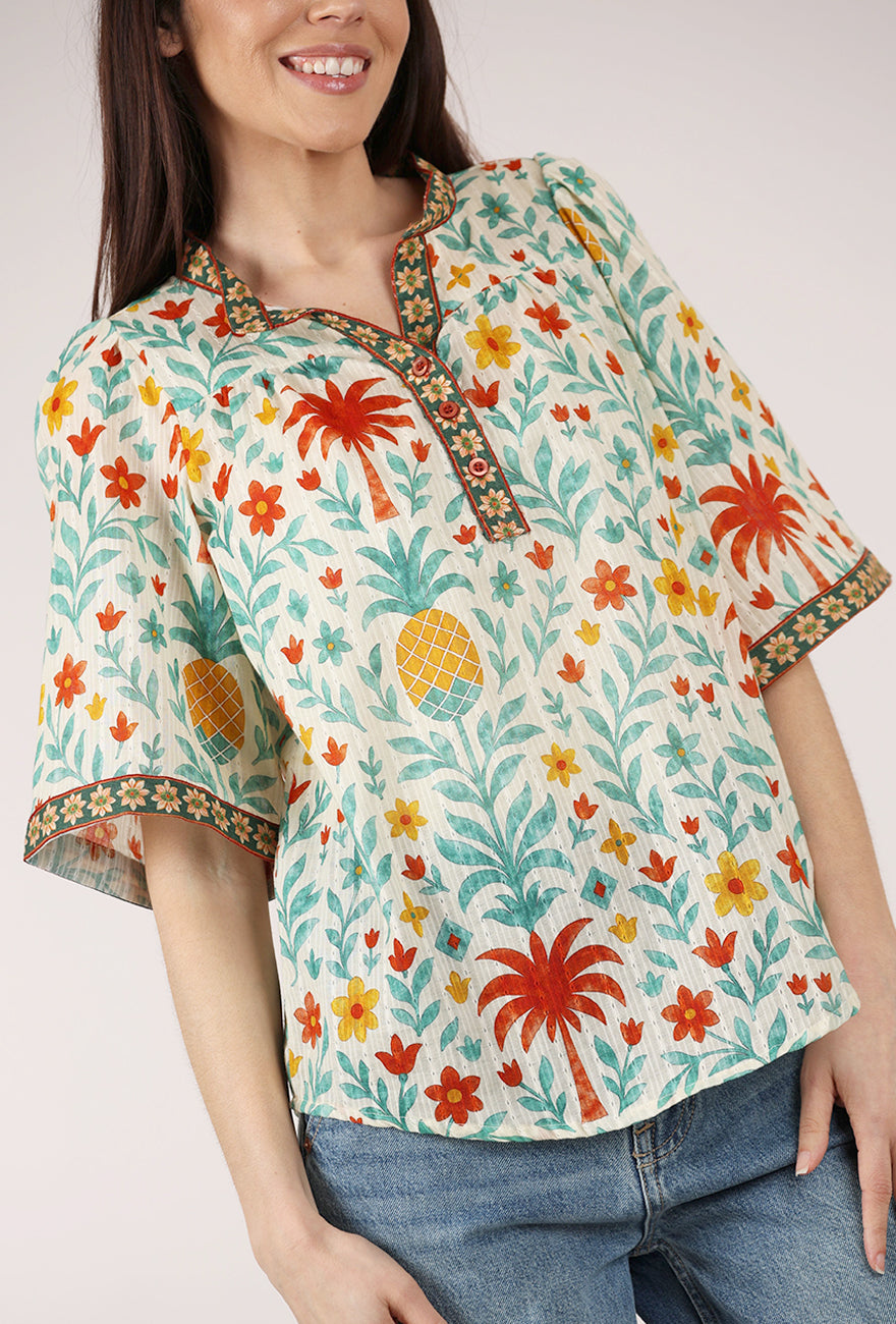 Dolma Pineapple Top, Orange Multi