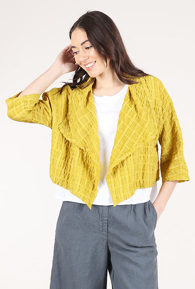 Eleven Stitch Windowpane Shrug, Mustard