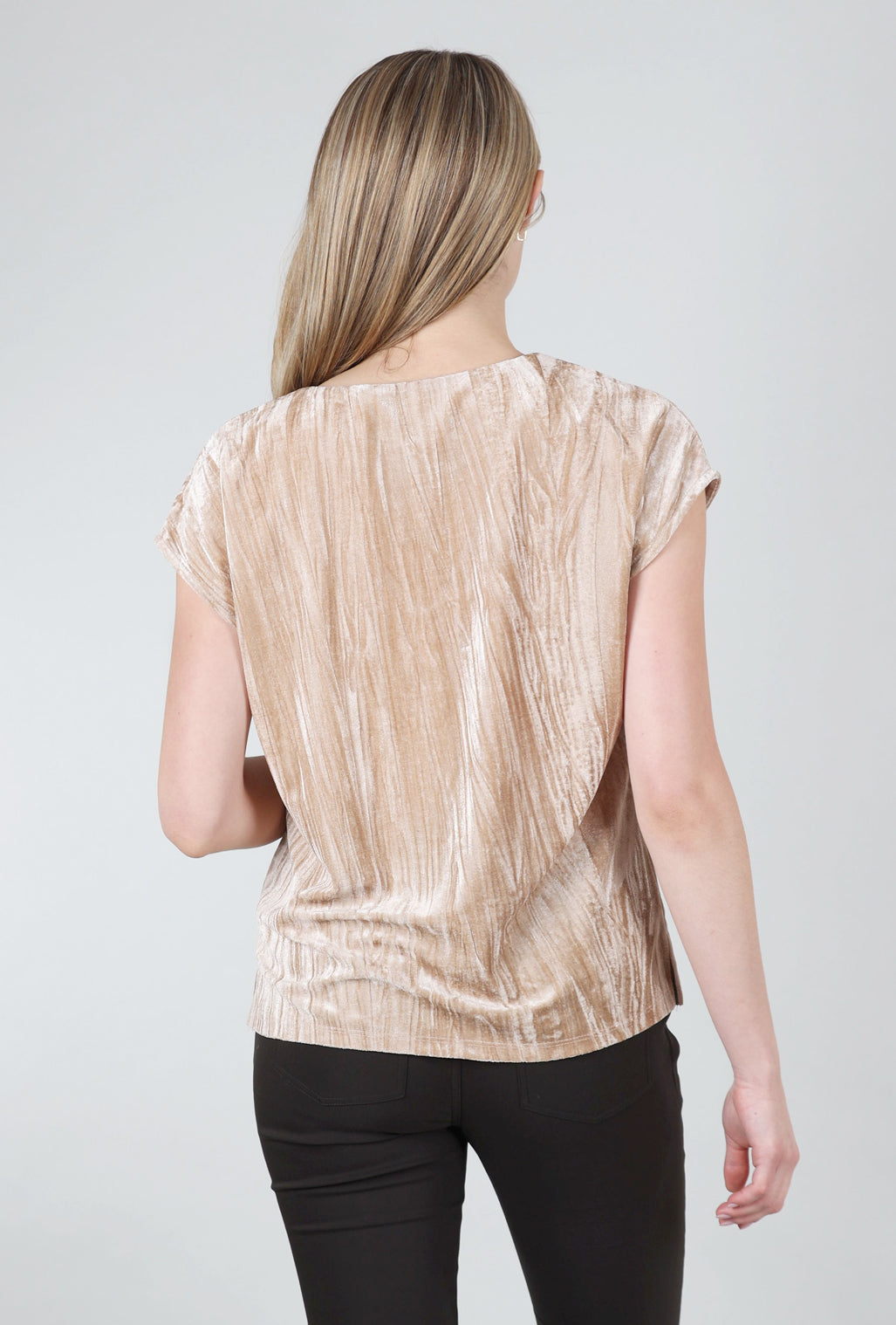 Mystree Velvet Cupro Vee Top, Sand
