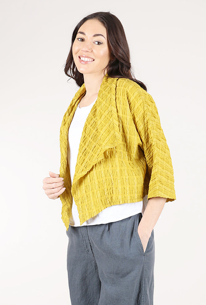 Eleven Stitch Windowpane Shrug, Mustard