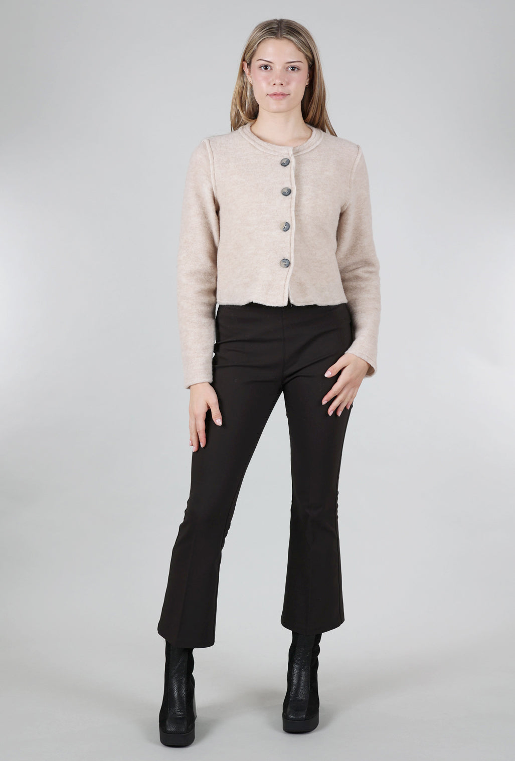 Cut Loose Boiled Wool Crop Asym Jacket, Moonbeam