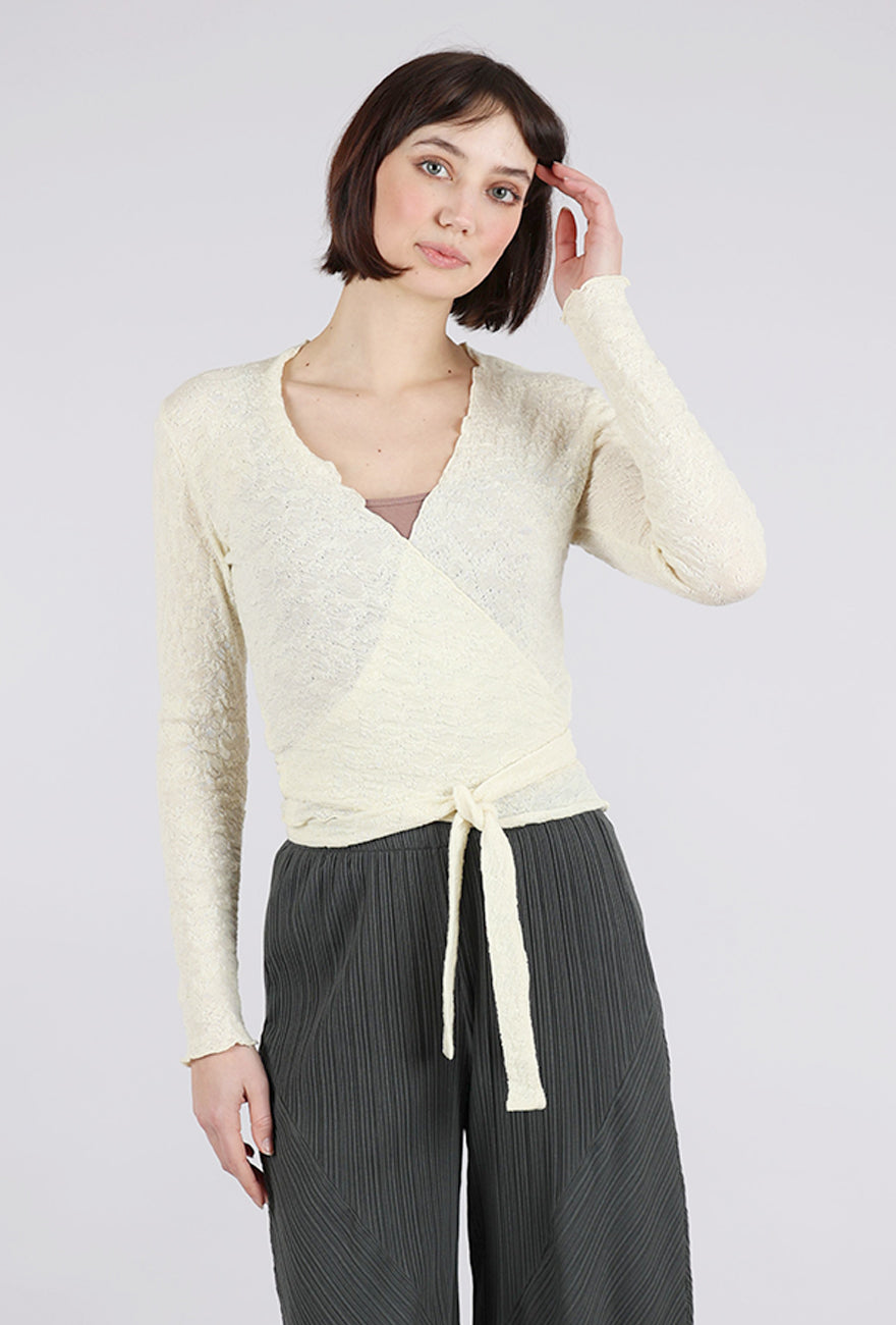 By Basics Merino Bubble Wool Wrap Top, Raw White