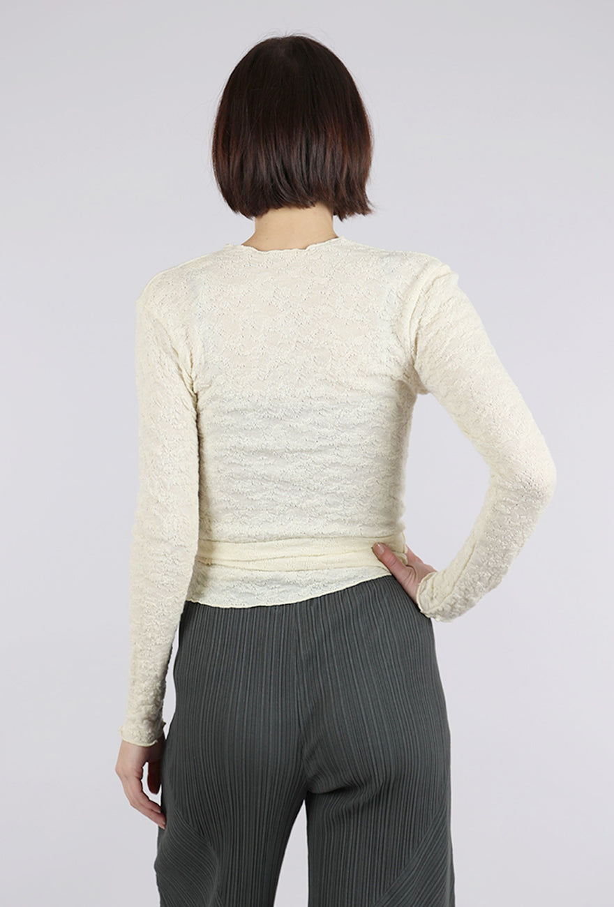 By Basics Merino Bubble Wool Wrap Top, Raw White