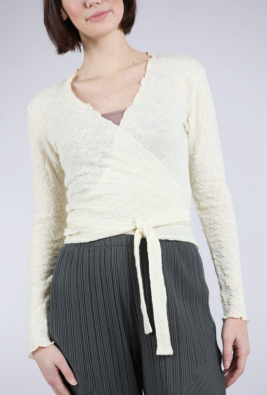 By Basics Merino Bubble Wool Wrap Top, Raw White