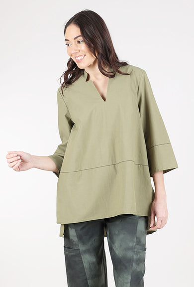 Ozai Split-Neck Rufus Top, Olive