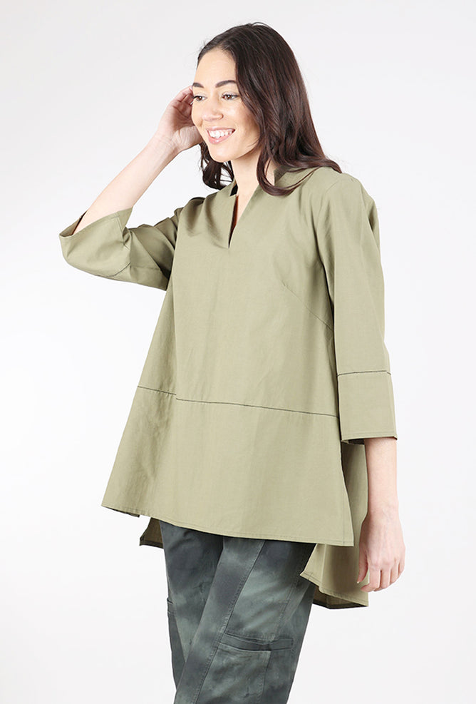 Ozai Split-Neck Rufus Top, Olive