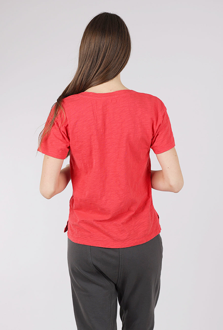 Mododoc S/S V-Neck Boxy Tee, Glazed Cherry