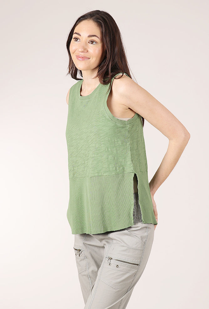 Mododoc Rib Mix Peplum Tank, Hazel