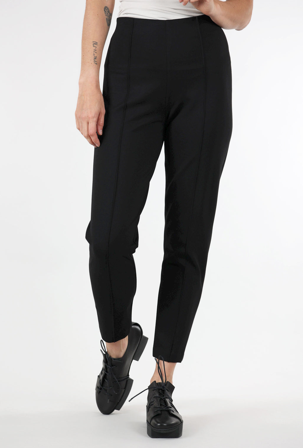 Equestrian Sharon Ankle Ponte Knit Pant, Black