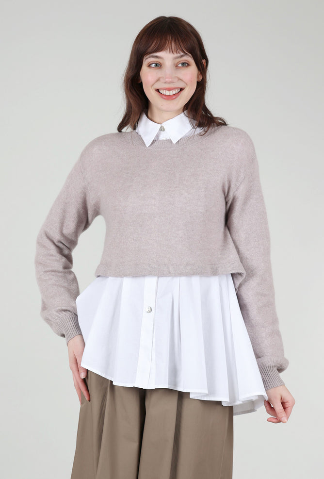 Bitte Kai Rand Heathered Moors Crop Sweater, Soft Brown Mauve