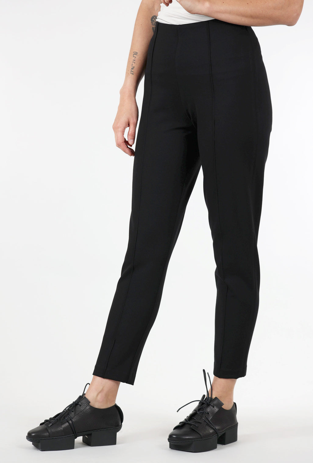 Equestrian Sharon Ankle Ponte Knit Pant, Black
