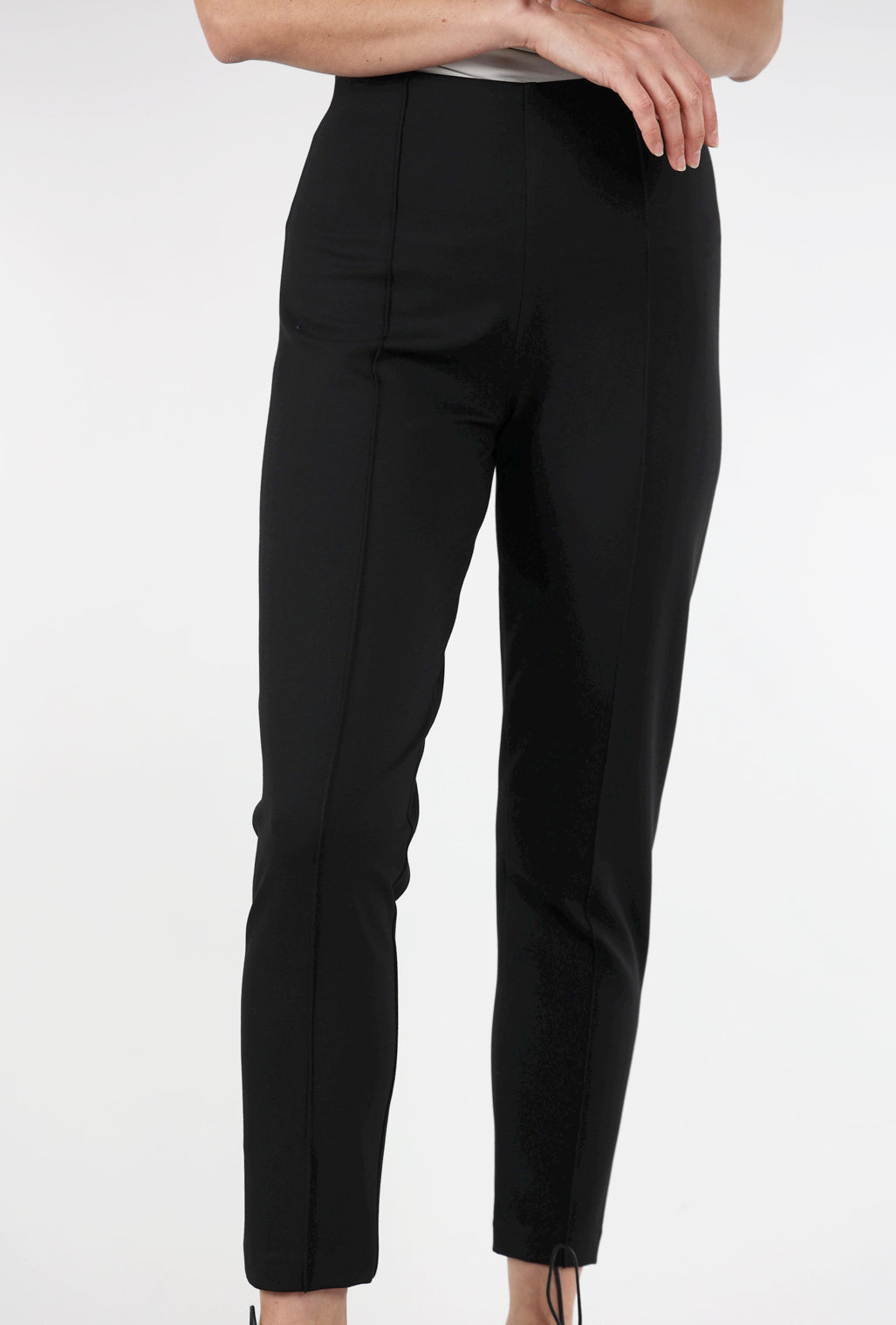 Equestrian Sharon Ankle Ponte Knit Pant, Black
