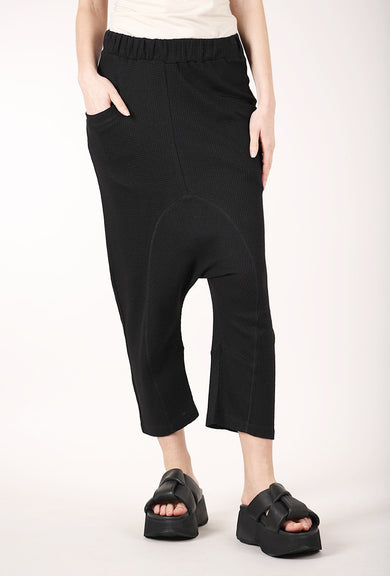 Sort Aarhus Waffle Knit ER Pant, Black