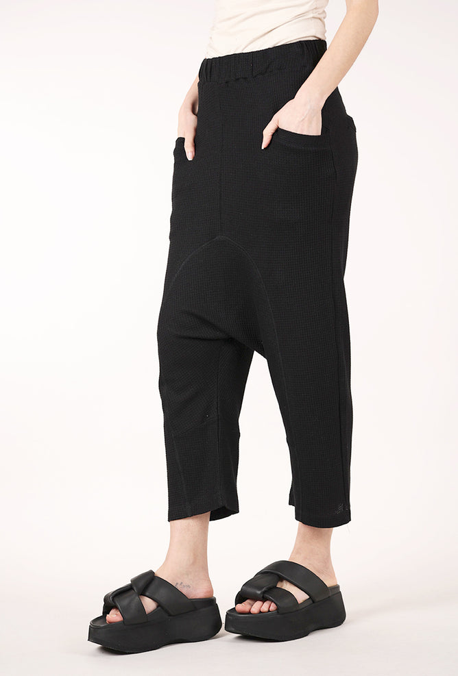 Sort Aarhus Waffle Knit ER Pant, Black
