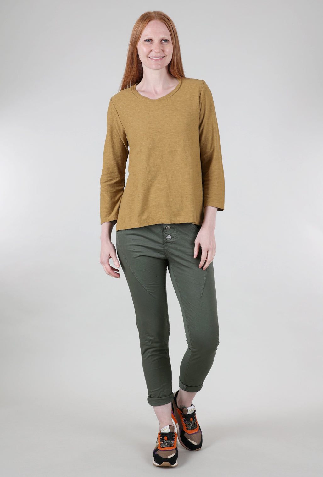 Cut Loose Side Vent Crew T-Shirt, Brass