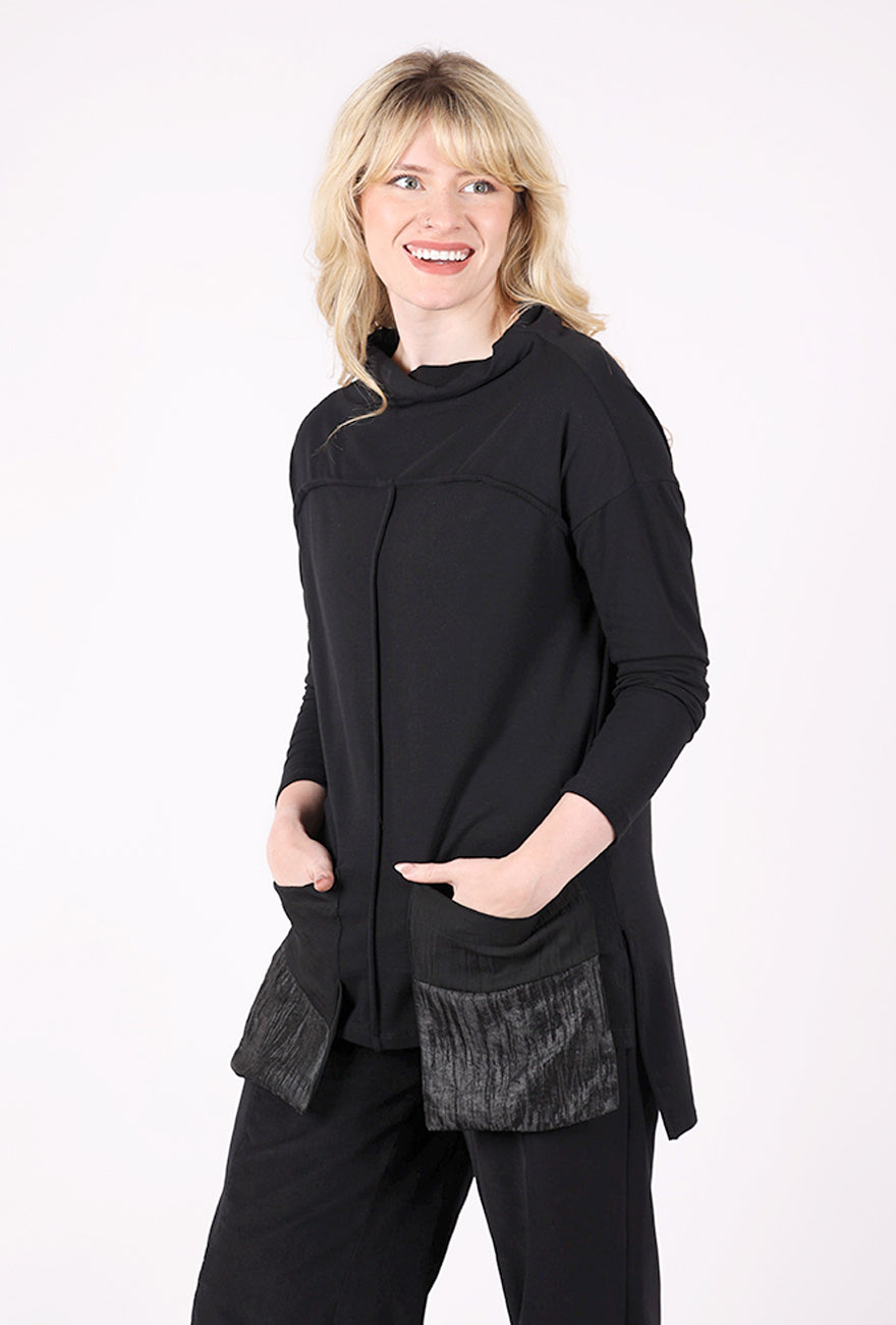 Ozai Dropped Pockets Tunic, Black