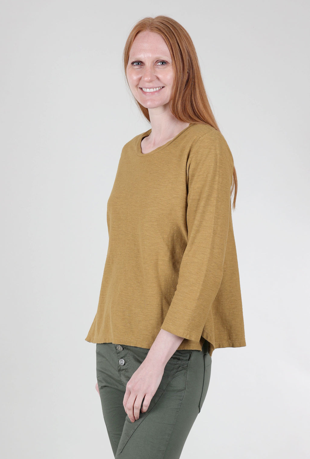 Cut Loose Side Vent Crew T-Shirt, Brass