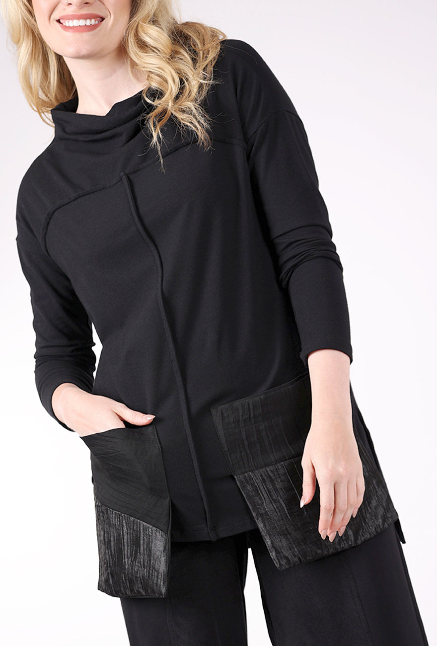 Ozai Dropped Pockets Tunic, Black