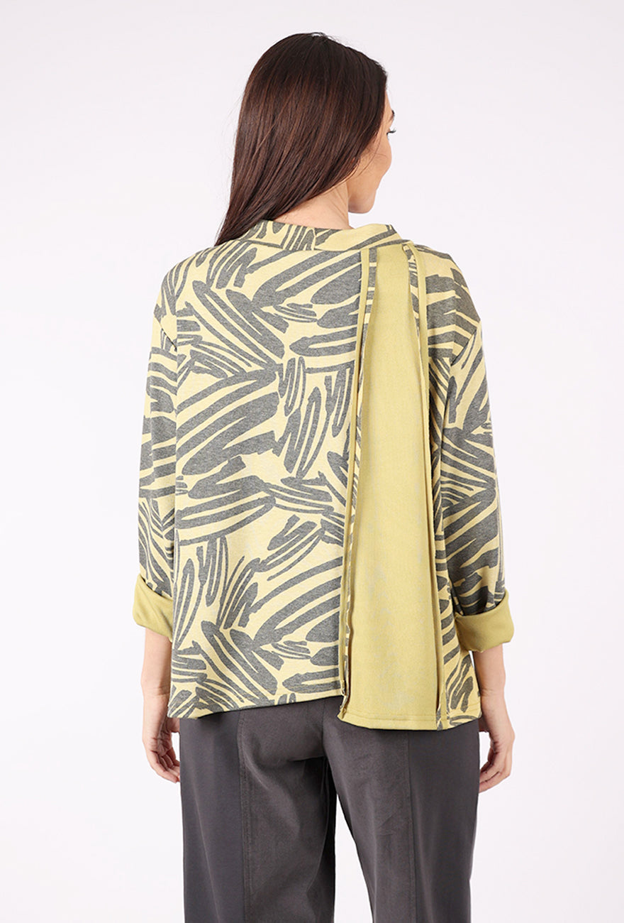 Moonlight Inset Panel Funnel Neck Knit Top, Kiwi/Charcoal