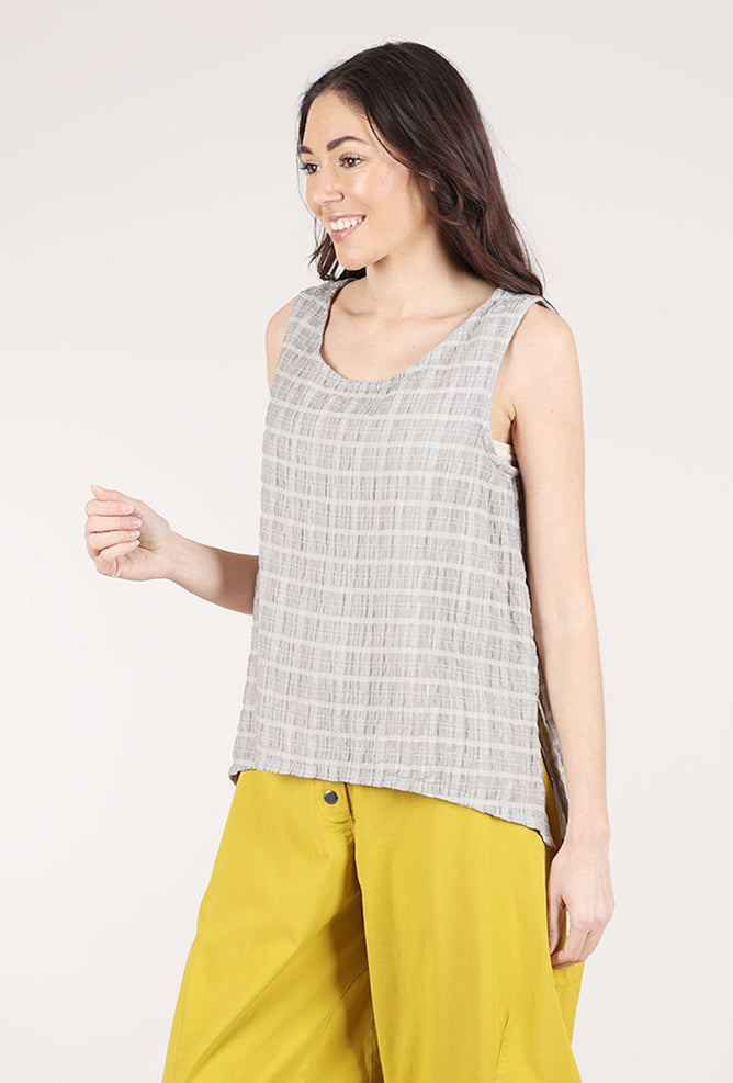 Eleven Stitch Windowpane Gail Tank, Moon Rock