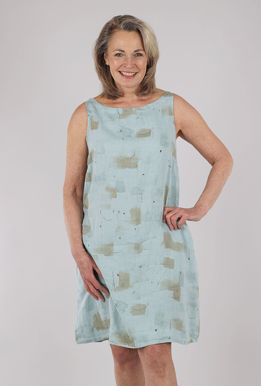Cut Loose Brushstroke Linen Shift Dress, Moonlight