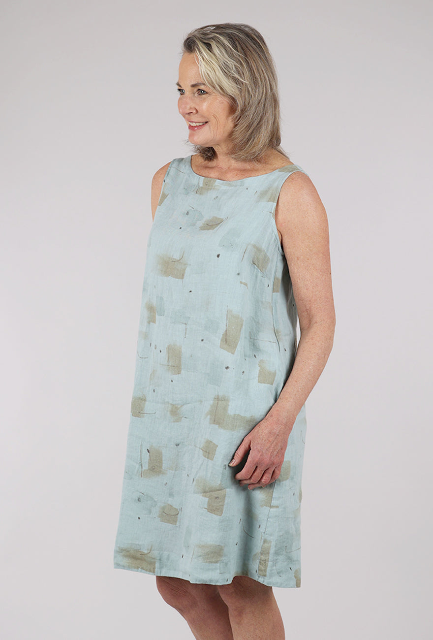 Cut Loose Brushstroke Linen Shift Dress, Moonlight