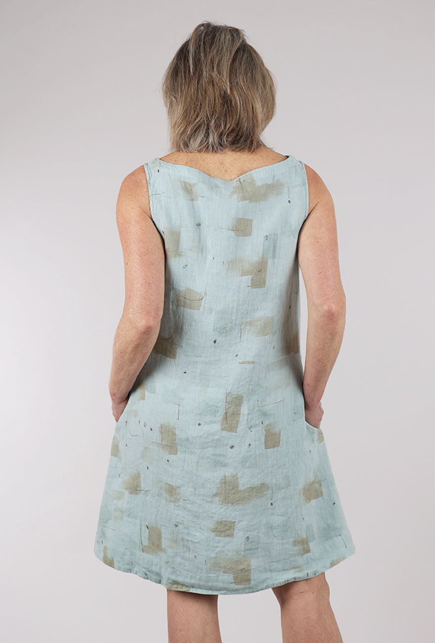 Cut Loose Brushstroke Linen Shift Dress, Moonlight