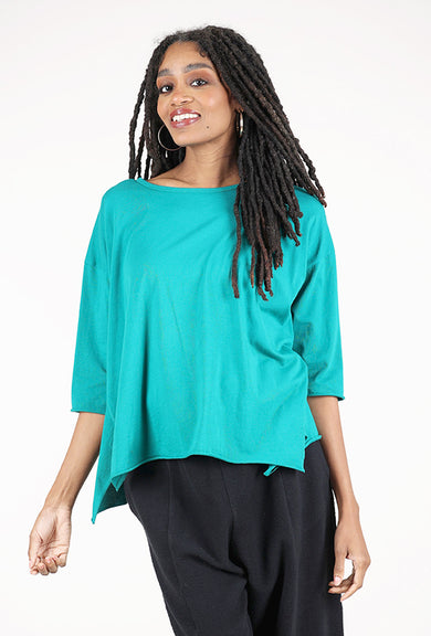 M Square Curved Seaming Tee, Teal