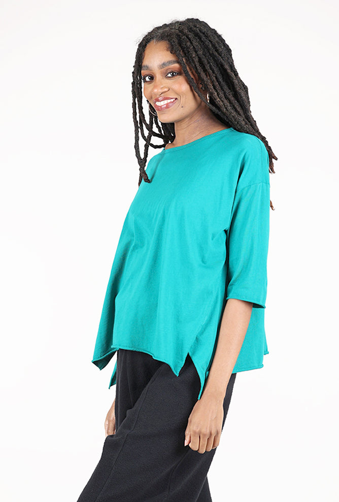 M Square Curved Seaming Tee, Teal
