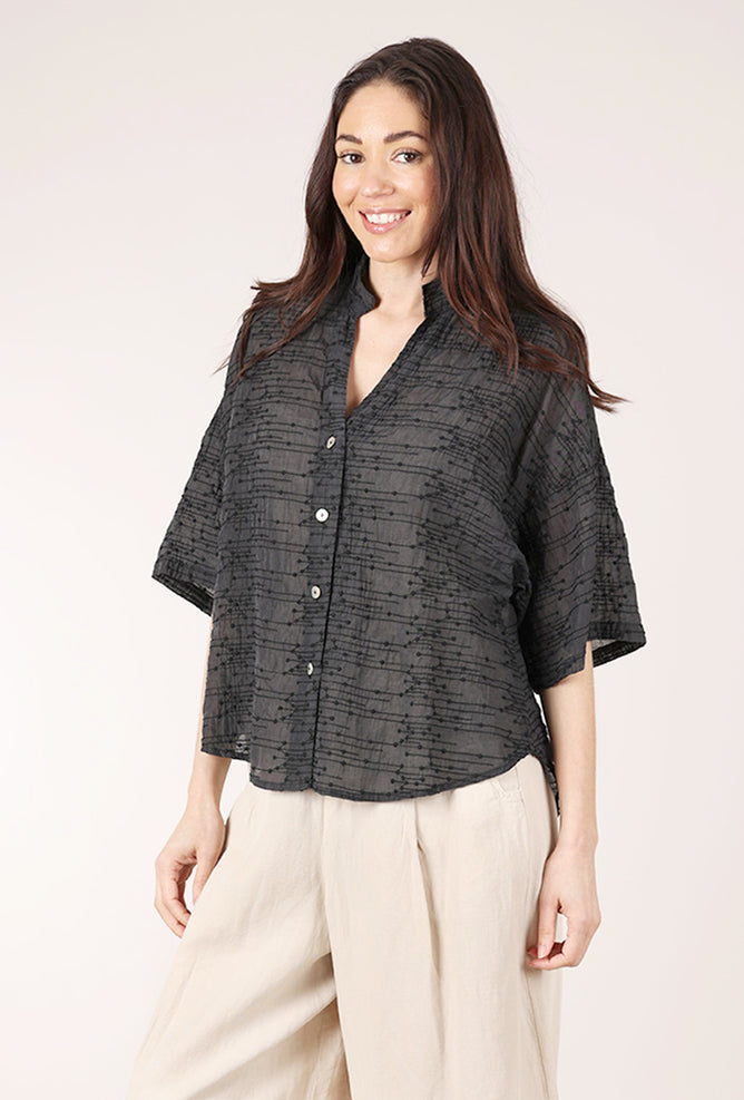 Blueberry Italia Ellie Embroidered Top, Black