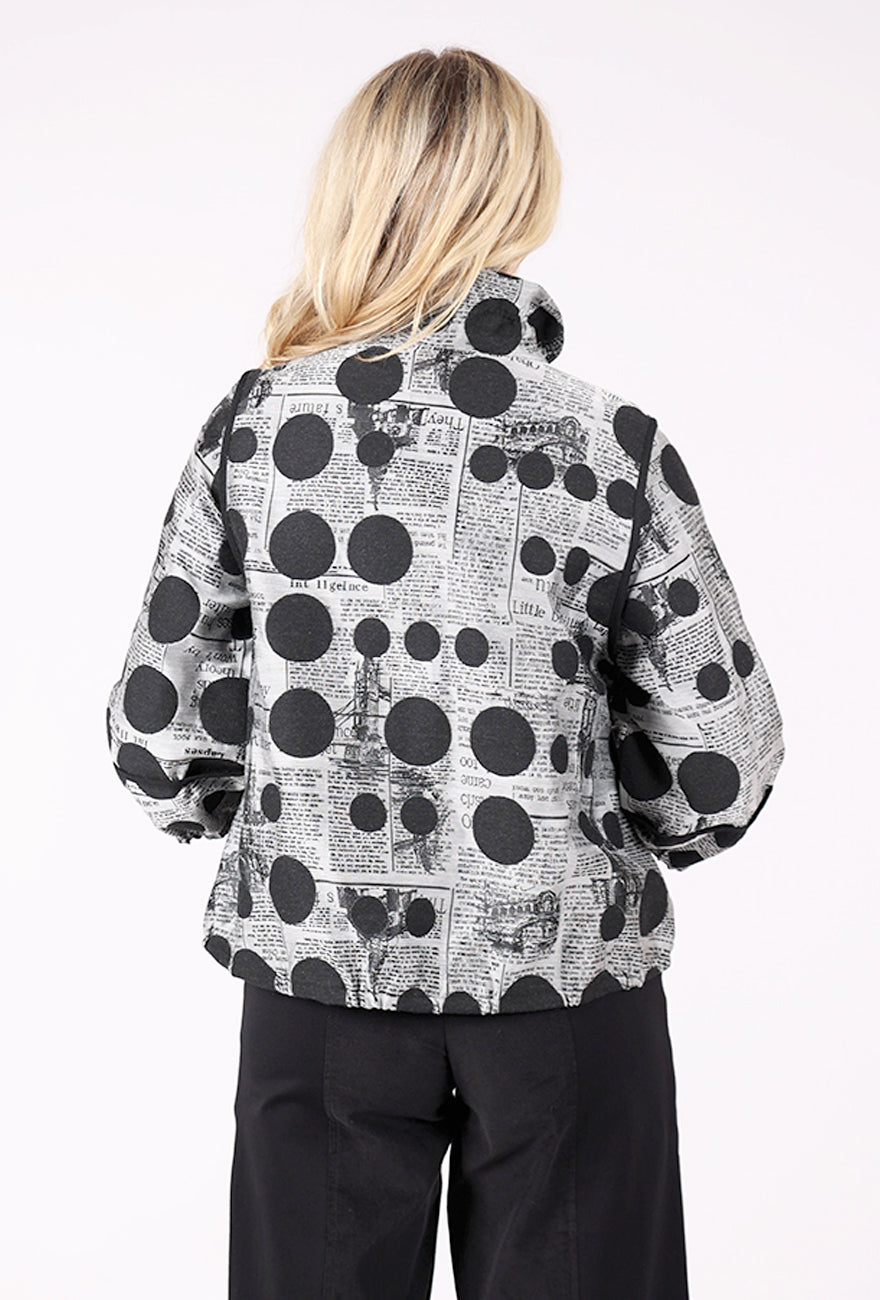 Moonlight Split Zip Dot Jacket, Gray/Black