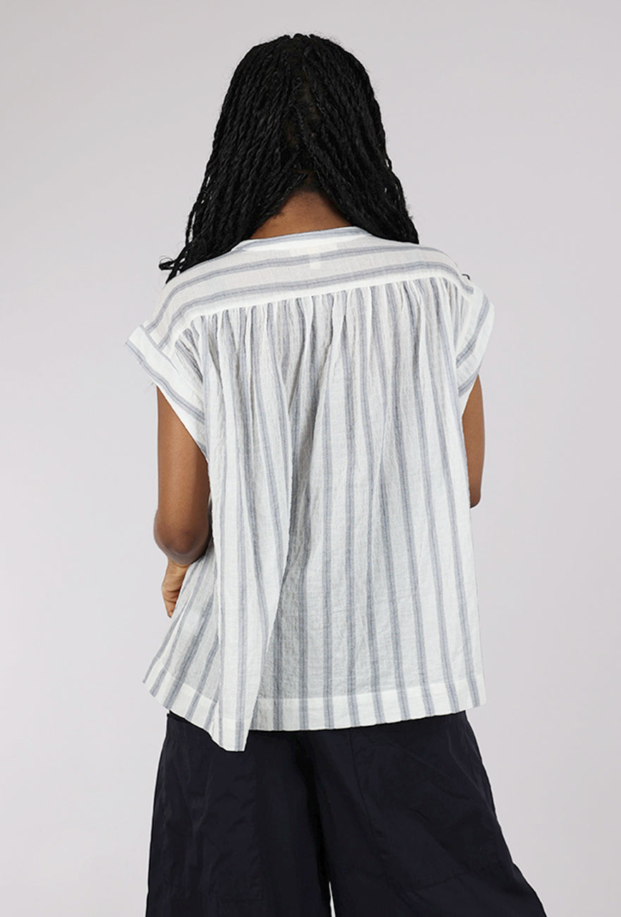 Grade & Gather Summery Stripe Top, Denim Stripe